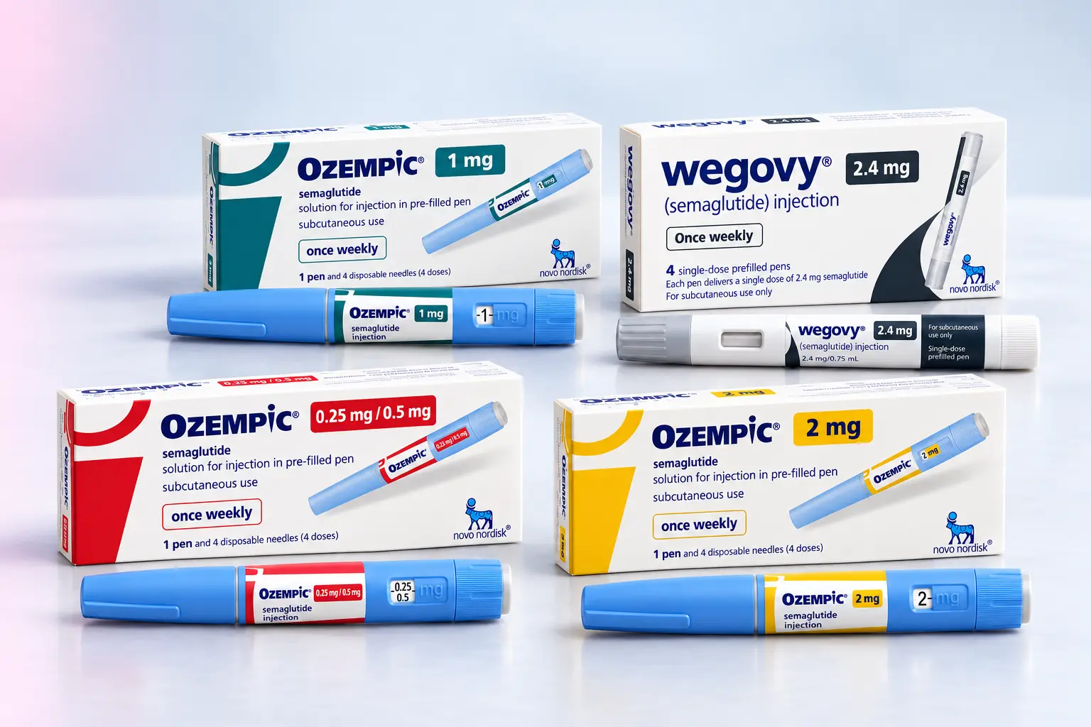 Ozempic and Wegovy semaglutide product range
